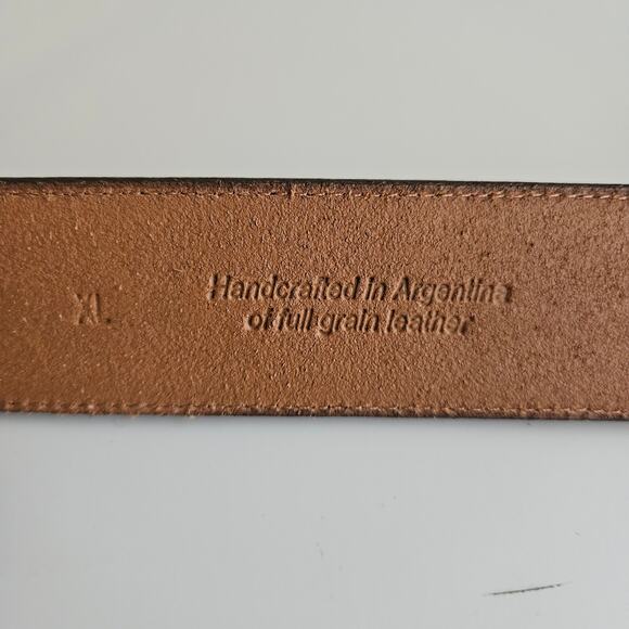 Argentinian Leather Boho Bohemian Metal Buckle Brown Belt | 36" - 40" Waist - Picture 7 of 13